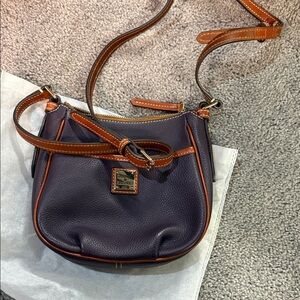 Dooney & Bourke Purple Pebbled Leather Crossbody with Brown Trim